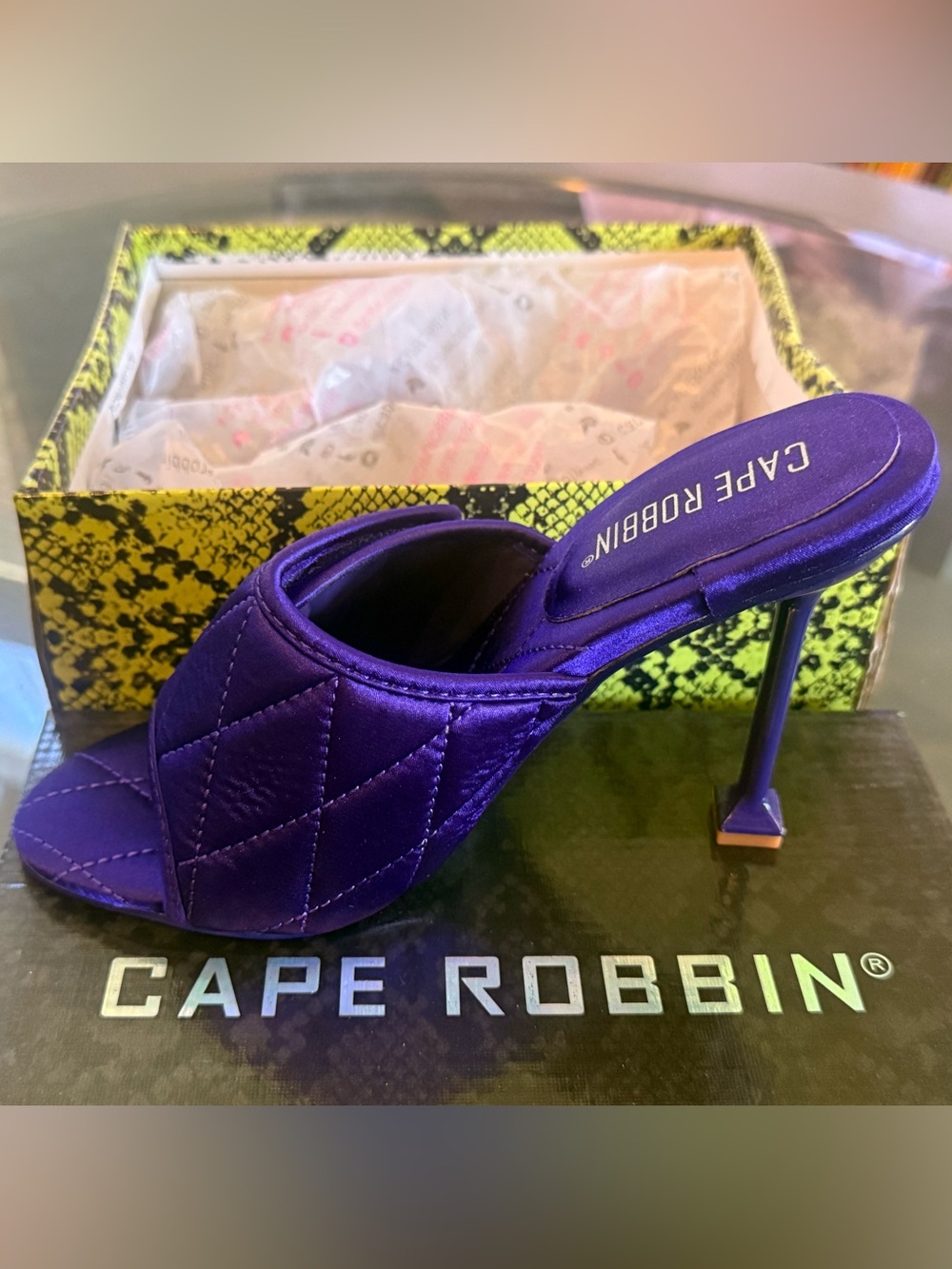 Cape Robbin Purple Quilted Satin Stiletto Mule